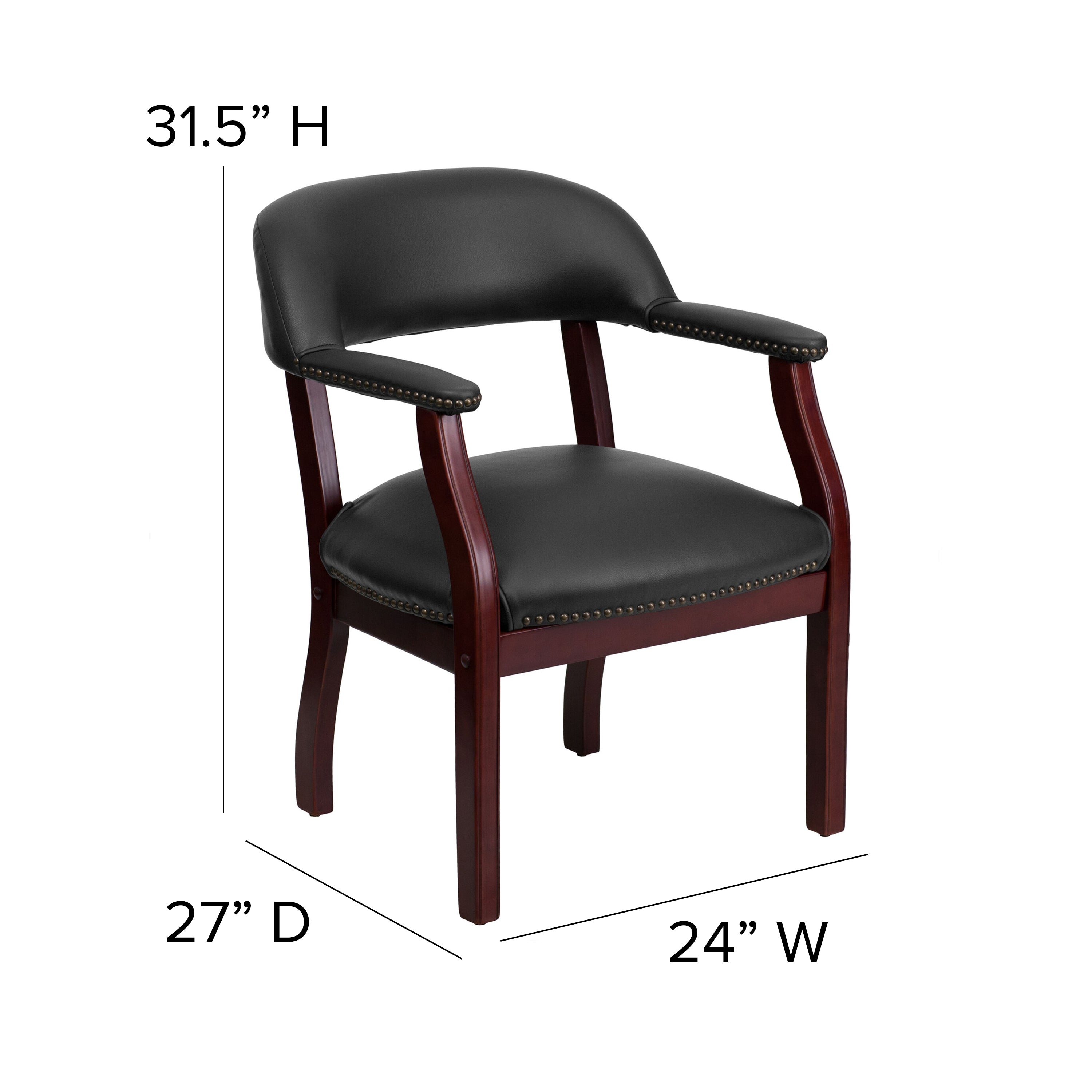Diamond Black Vinyl Luxurious Conference Chair with Accent Nail Trim