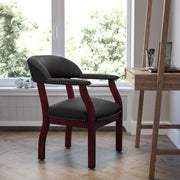 Diamond Black Vinyl Luxurious Conference Chair with Accent Nail Trim