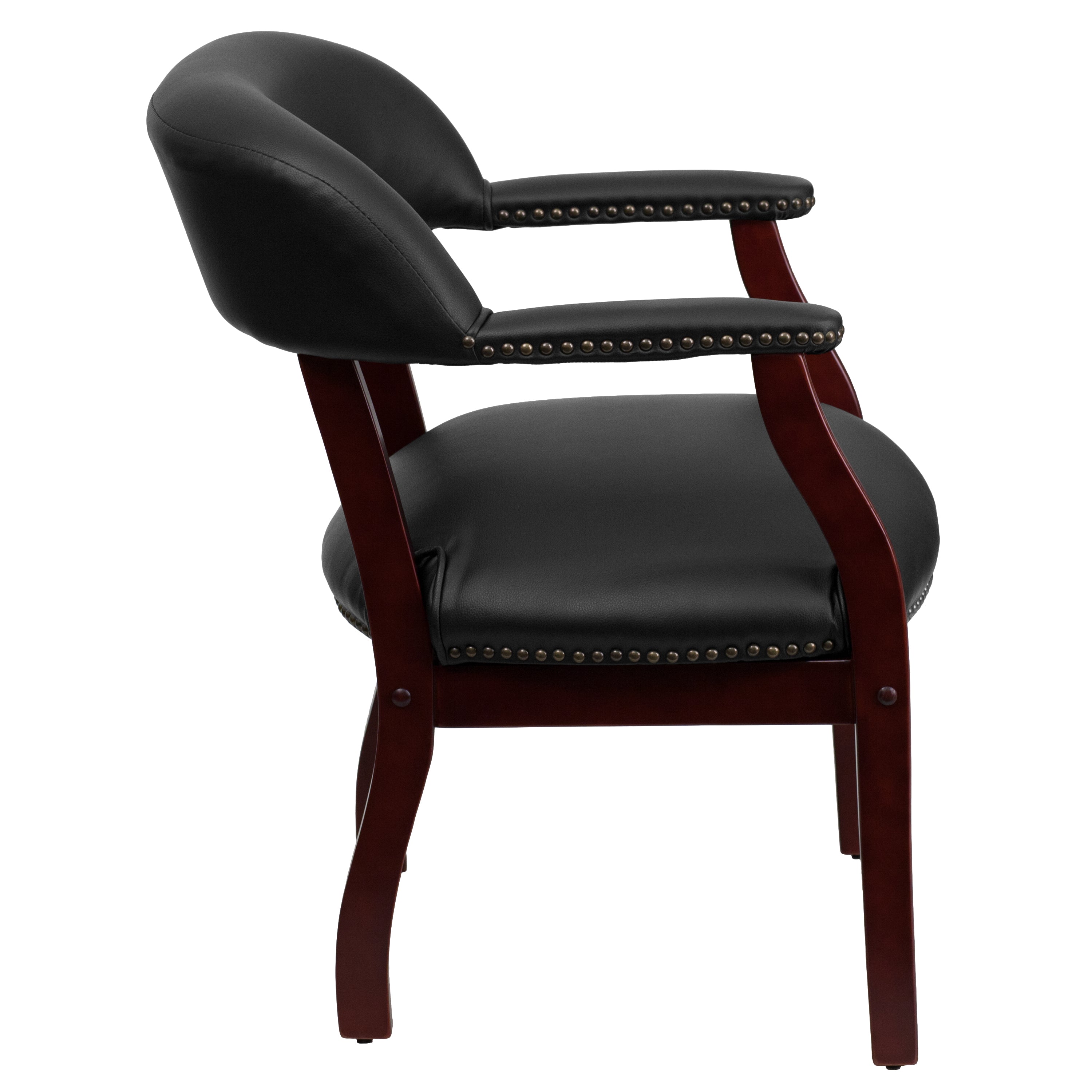 Diamond Black Vinyl Luxurious Conference Chair with Accent Nail Trim