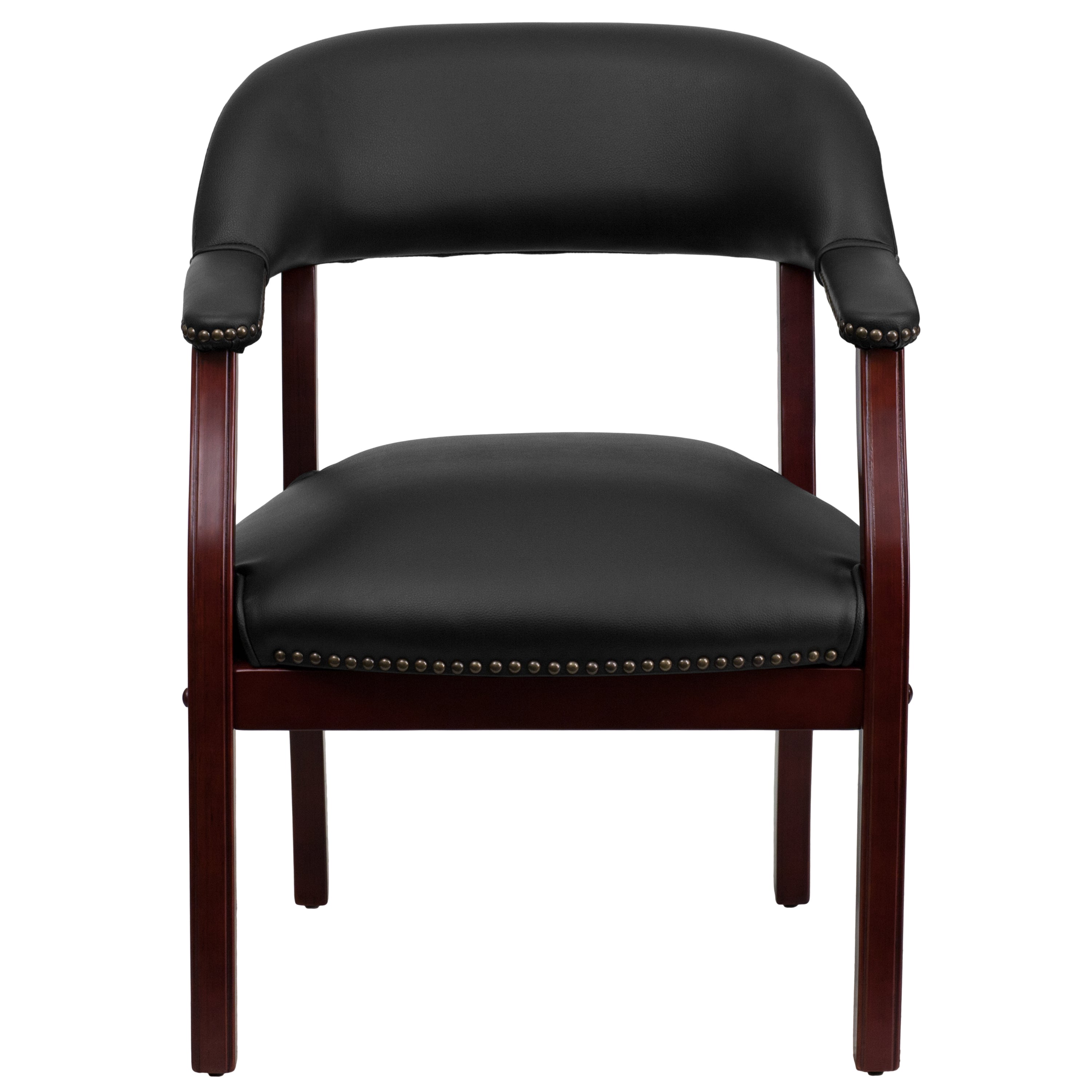 Diamond Black Vinyl Luxurious Conference Chair with Accent Nail Trim