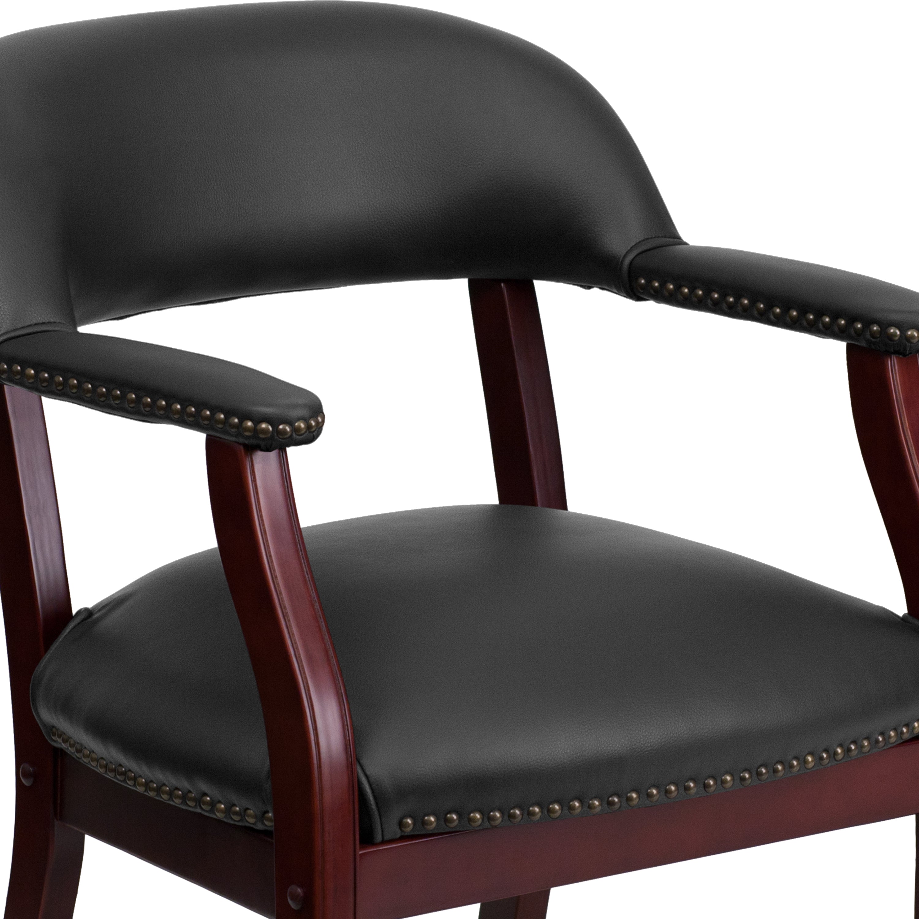 Diamond Black Vinyl Luxurious Conference Chair with Accent Nail Trim