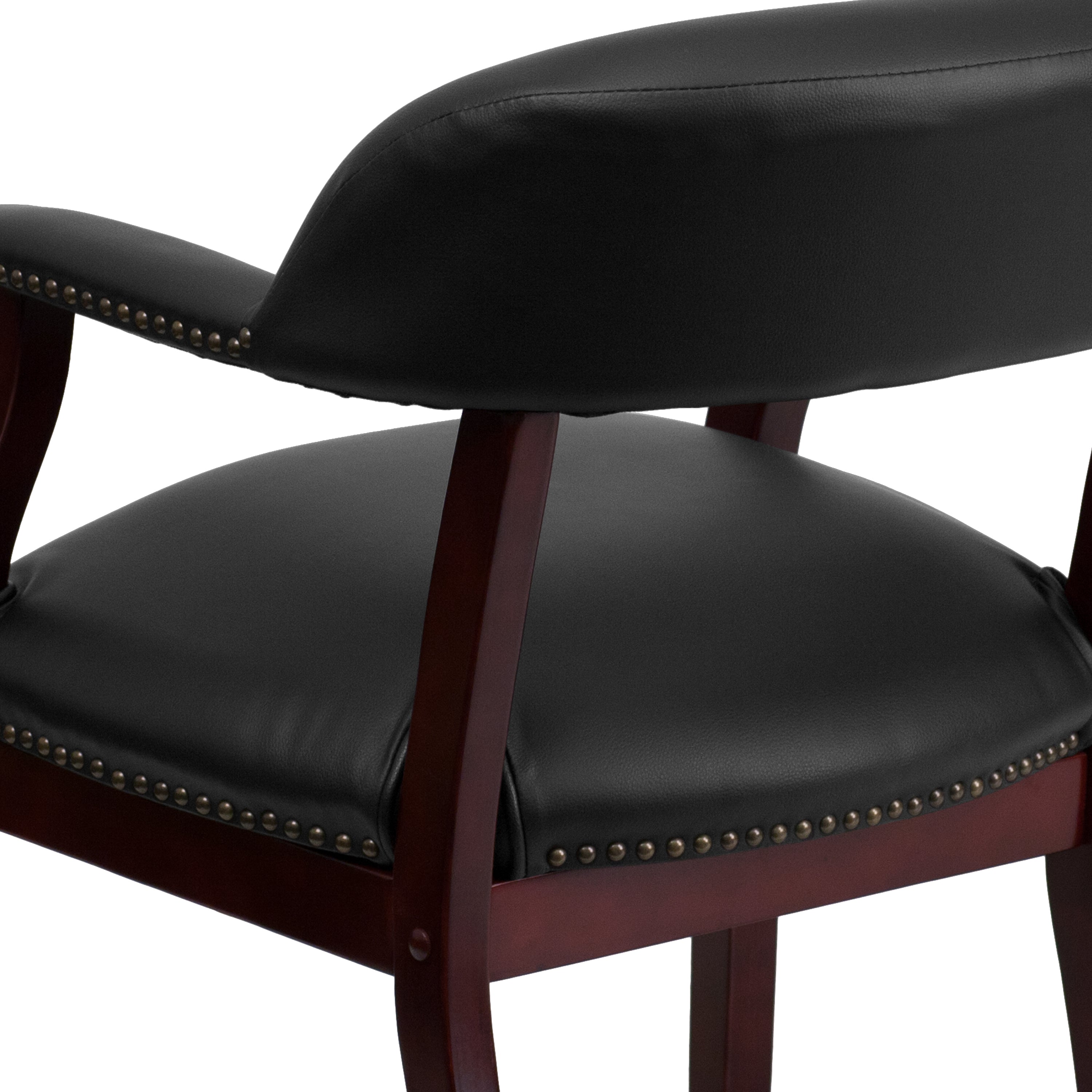 Diamond Black Vinyl Luxurious Conference Chair with Accent Nail Trim