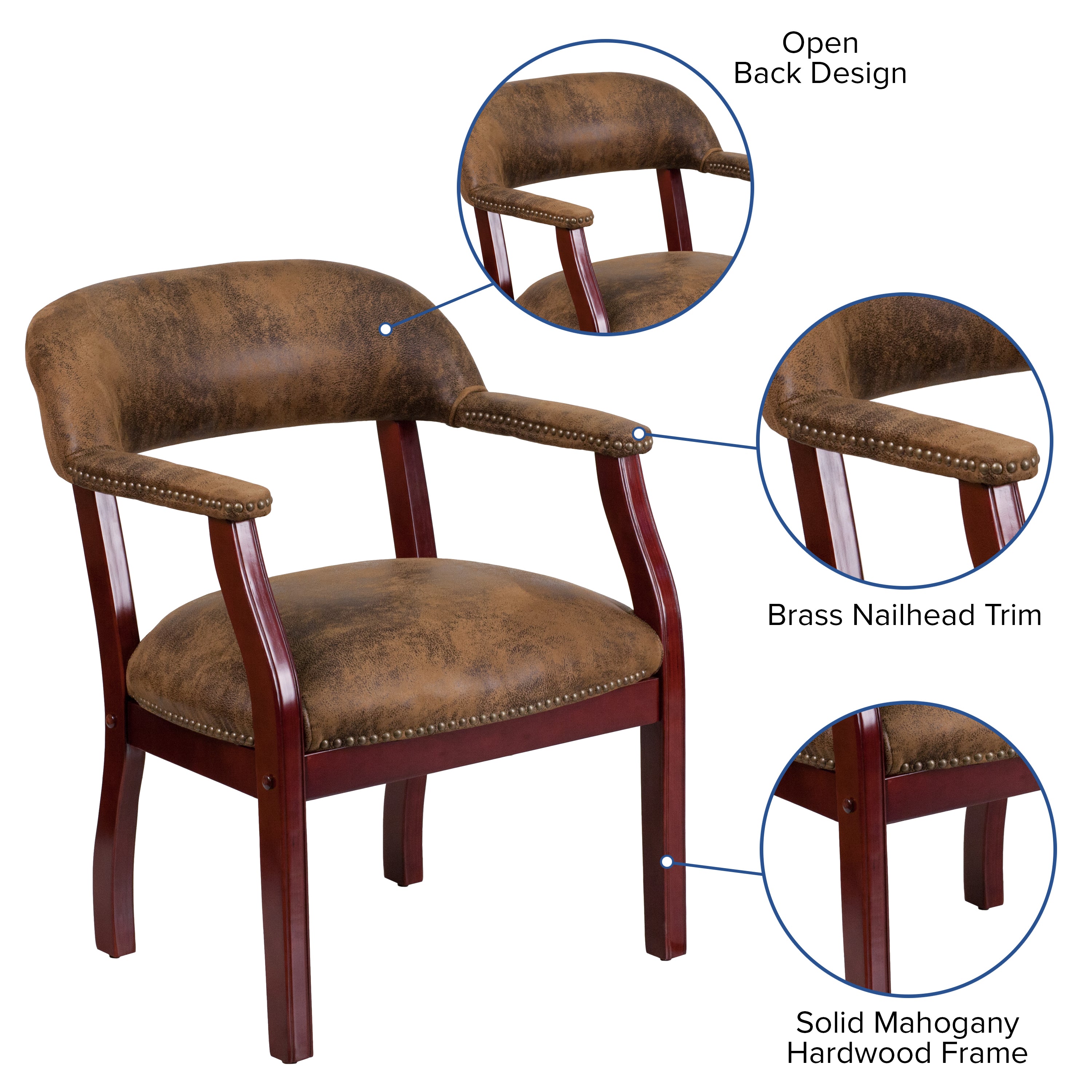 Diamond Bomber Jacket Brown Luxurious Conference Chair with Accent Nail Trim