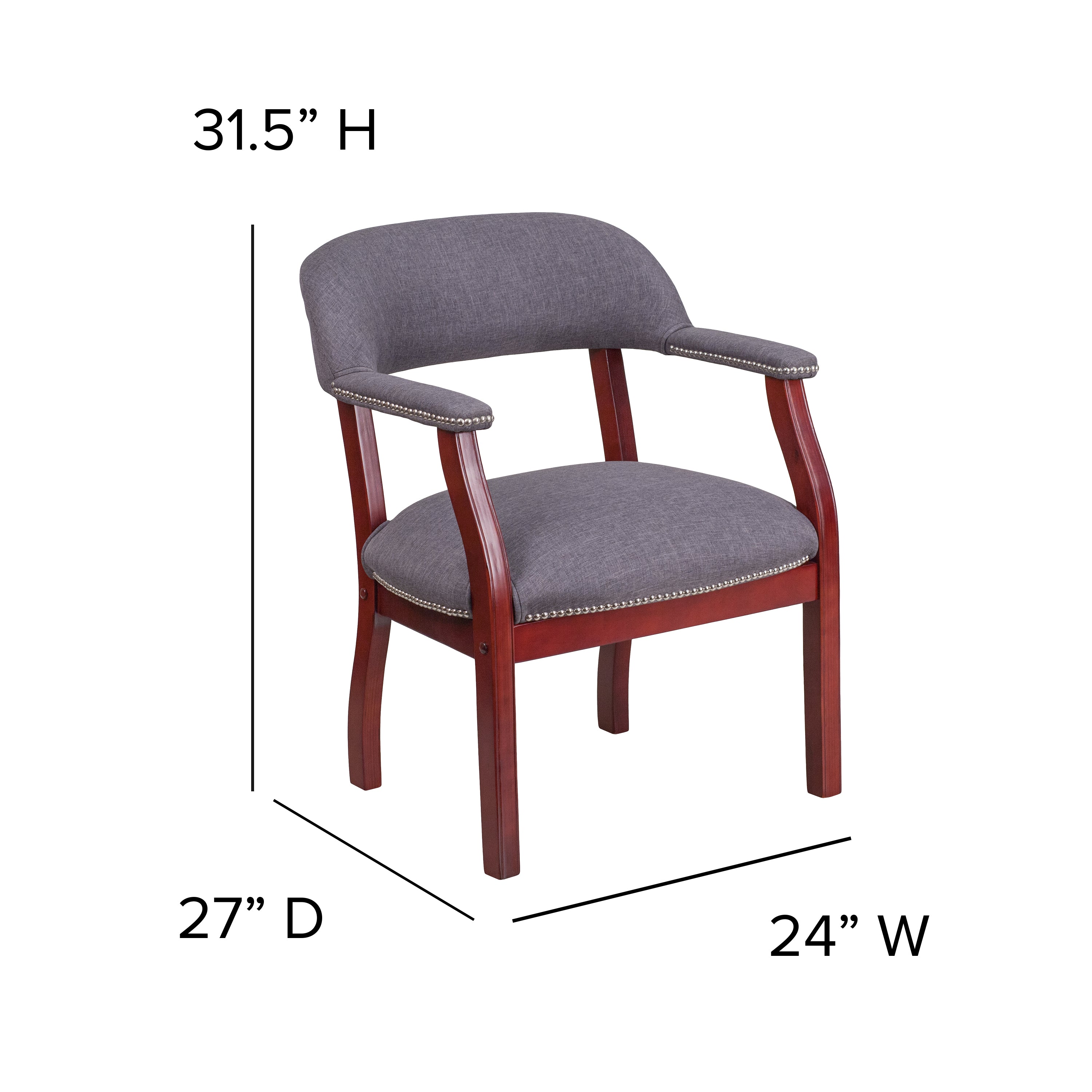 Diamond Gray Fabric Luxurious Conference Chair with Accent Nail Trim