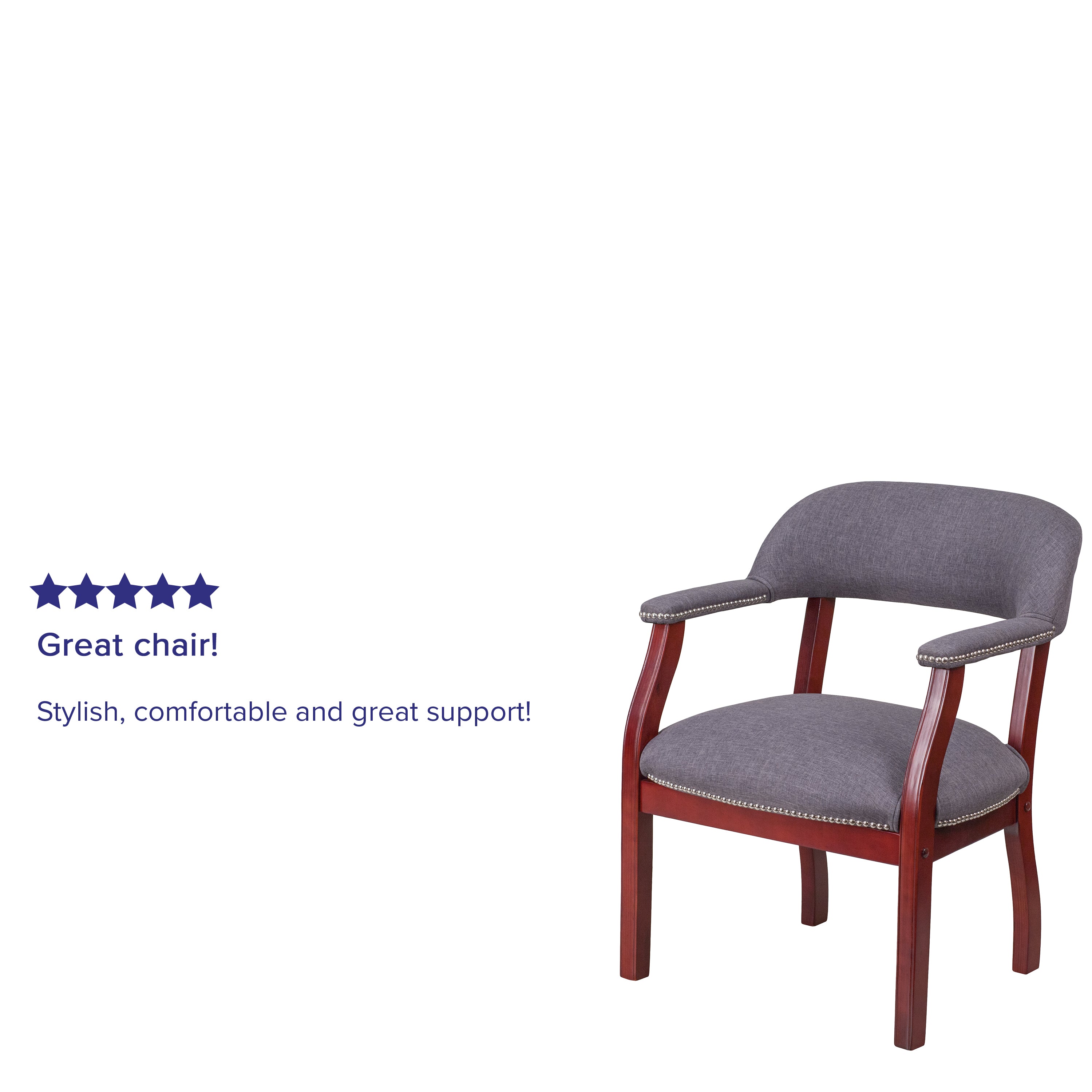 Diamond Gray Fabric Luxurious Conference Chair with Accent Nail Trim