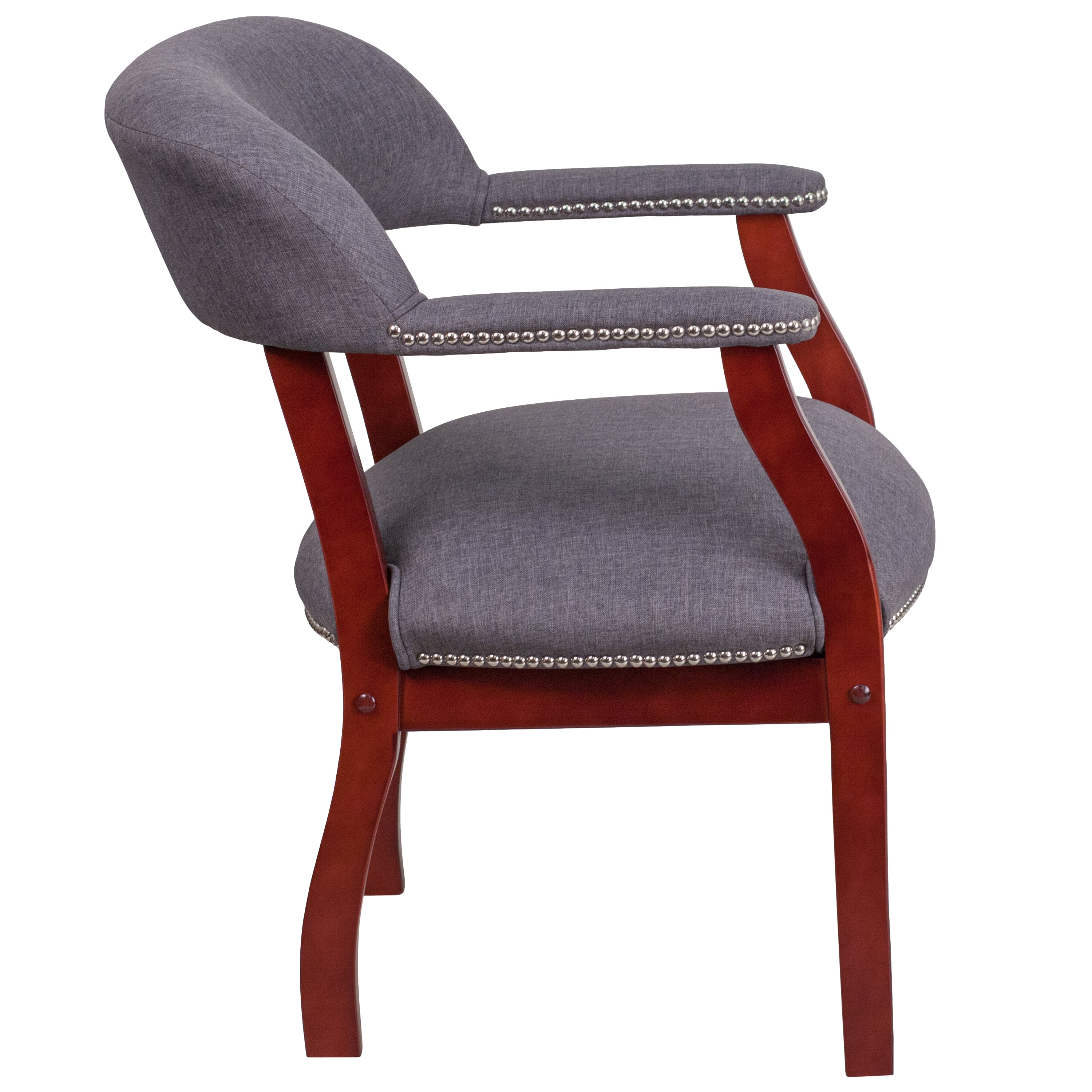 Diamond Gray Fabric Luxurious Conference Chair with Accent Nail Trim