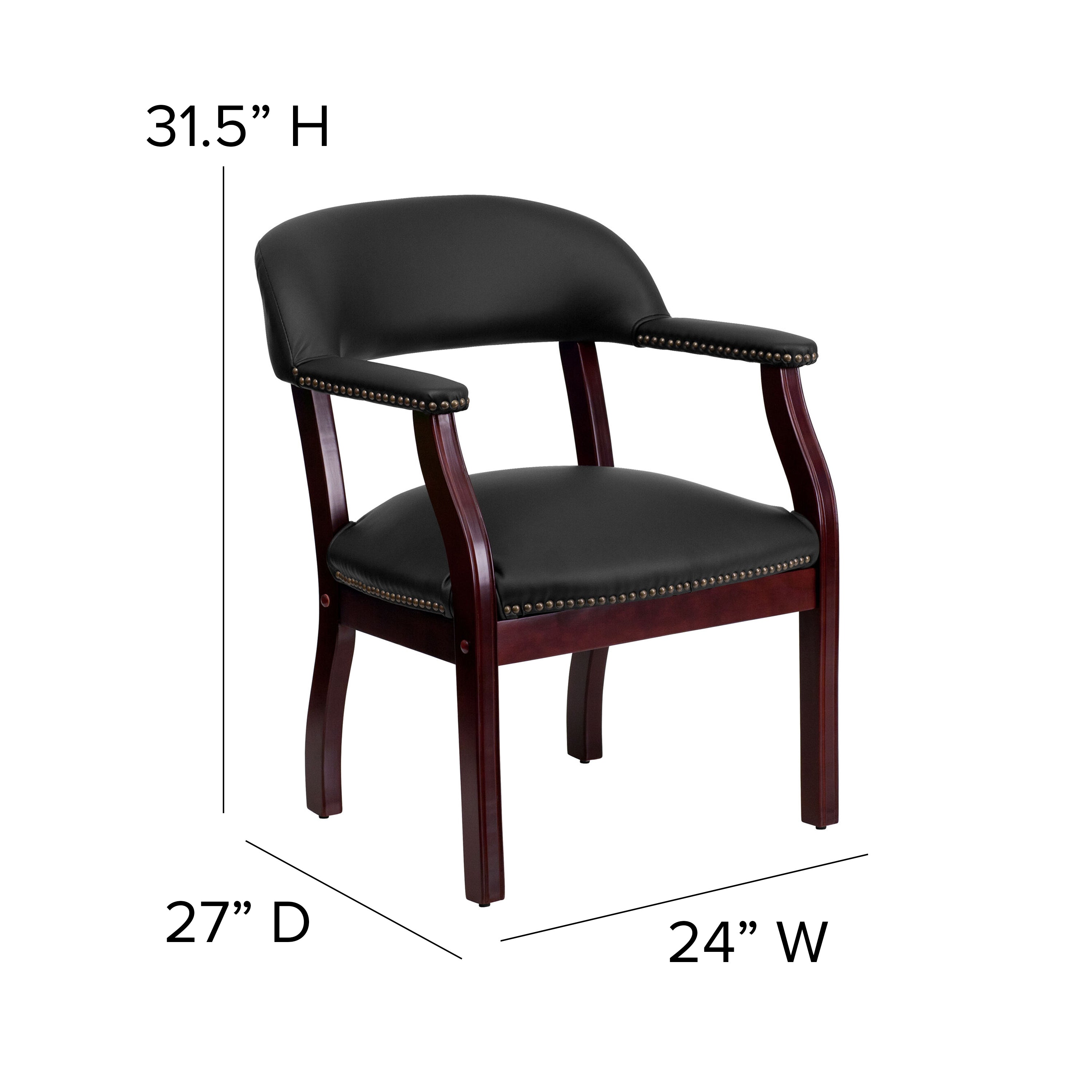 Diamond Black LeatherSoft Conference Chair with Accent Nail Trim