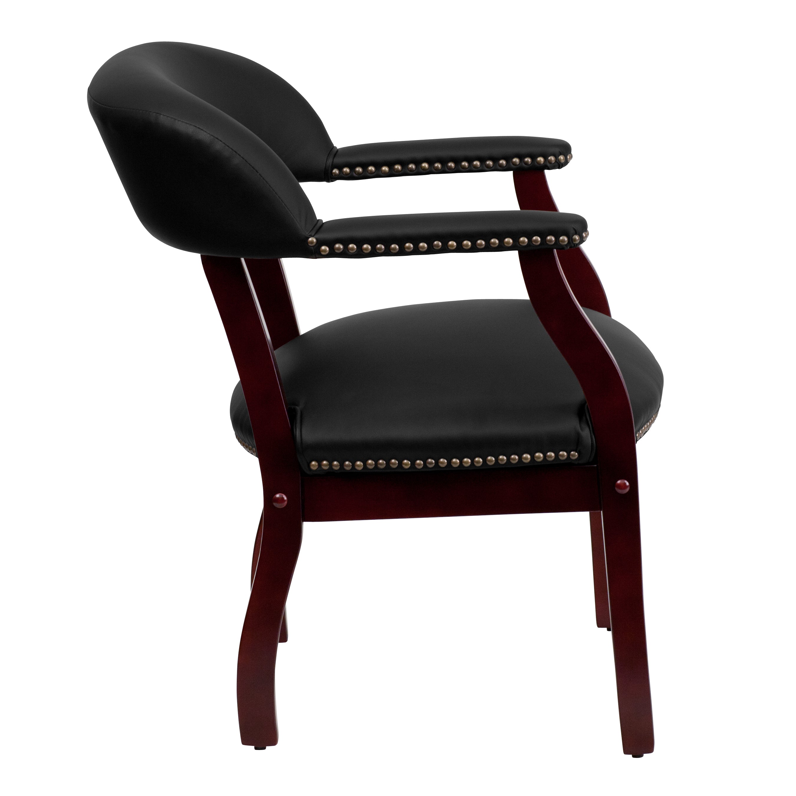 Diamond Black LeatherSoft Conference Chair with Accent Nail Trim