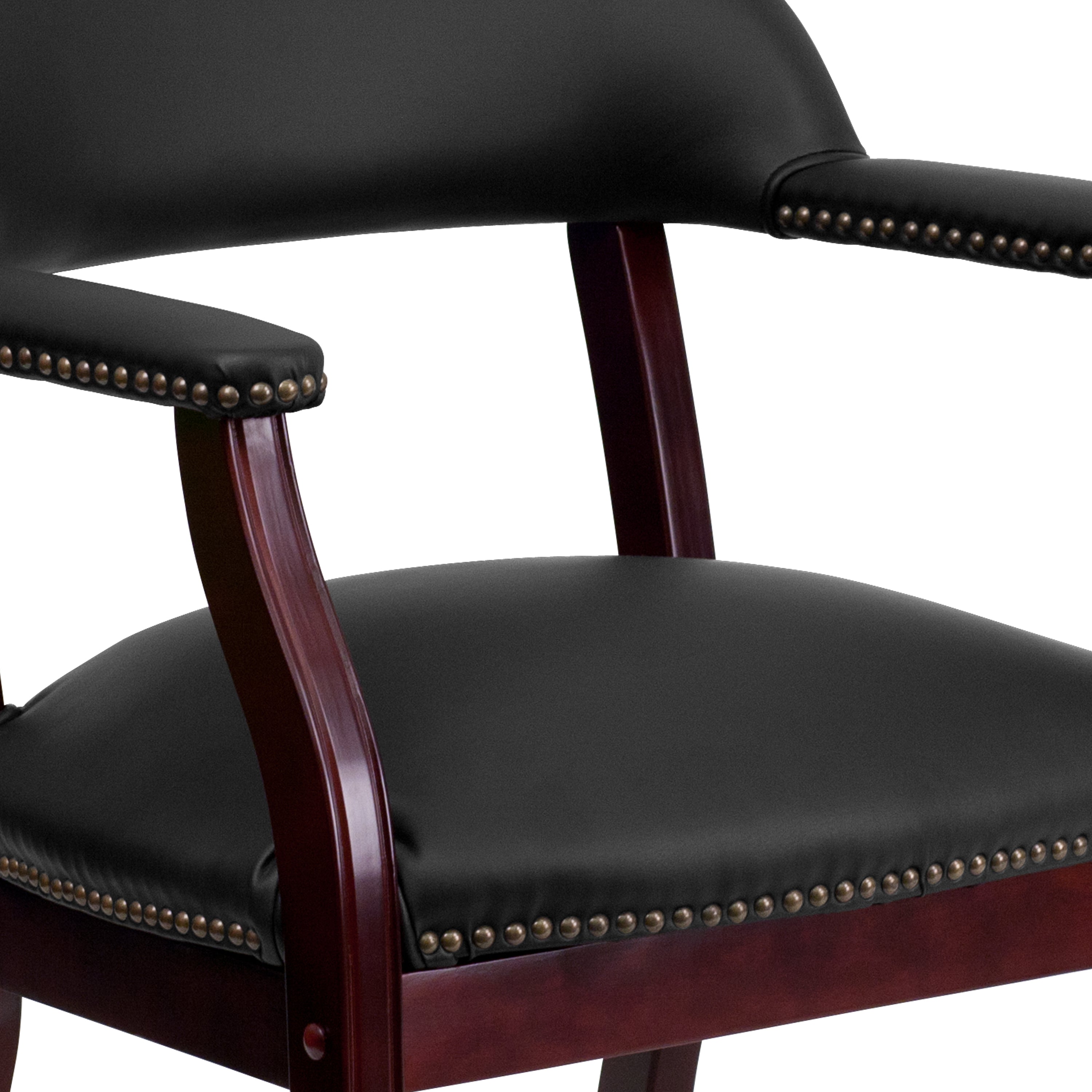 Diamond Black LeatherSoft Conference Chair with Accent Nail Trim