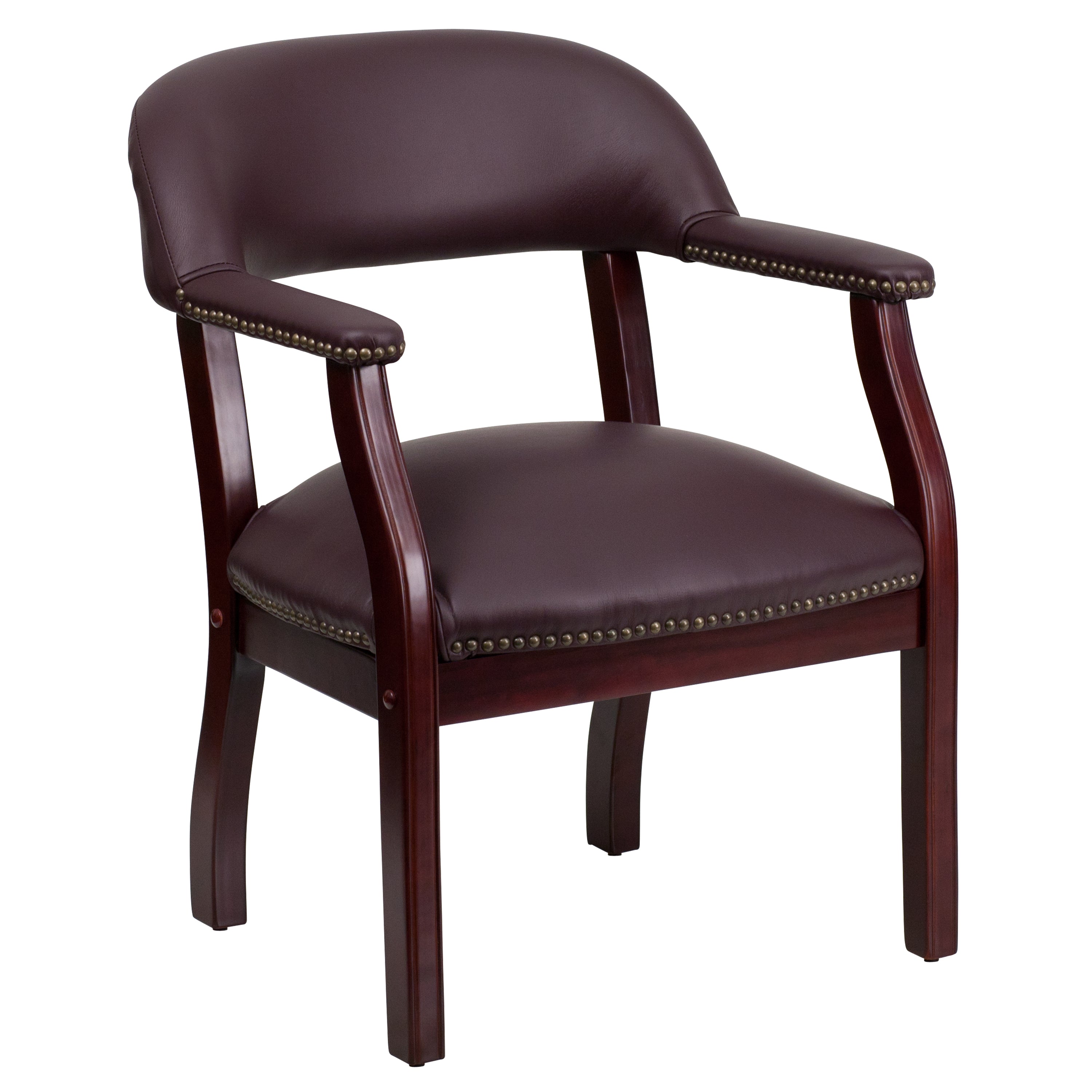 Diamond Burgundy LeatherSoft Conference Chair with Accent Nail Trim