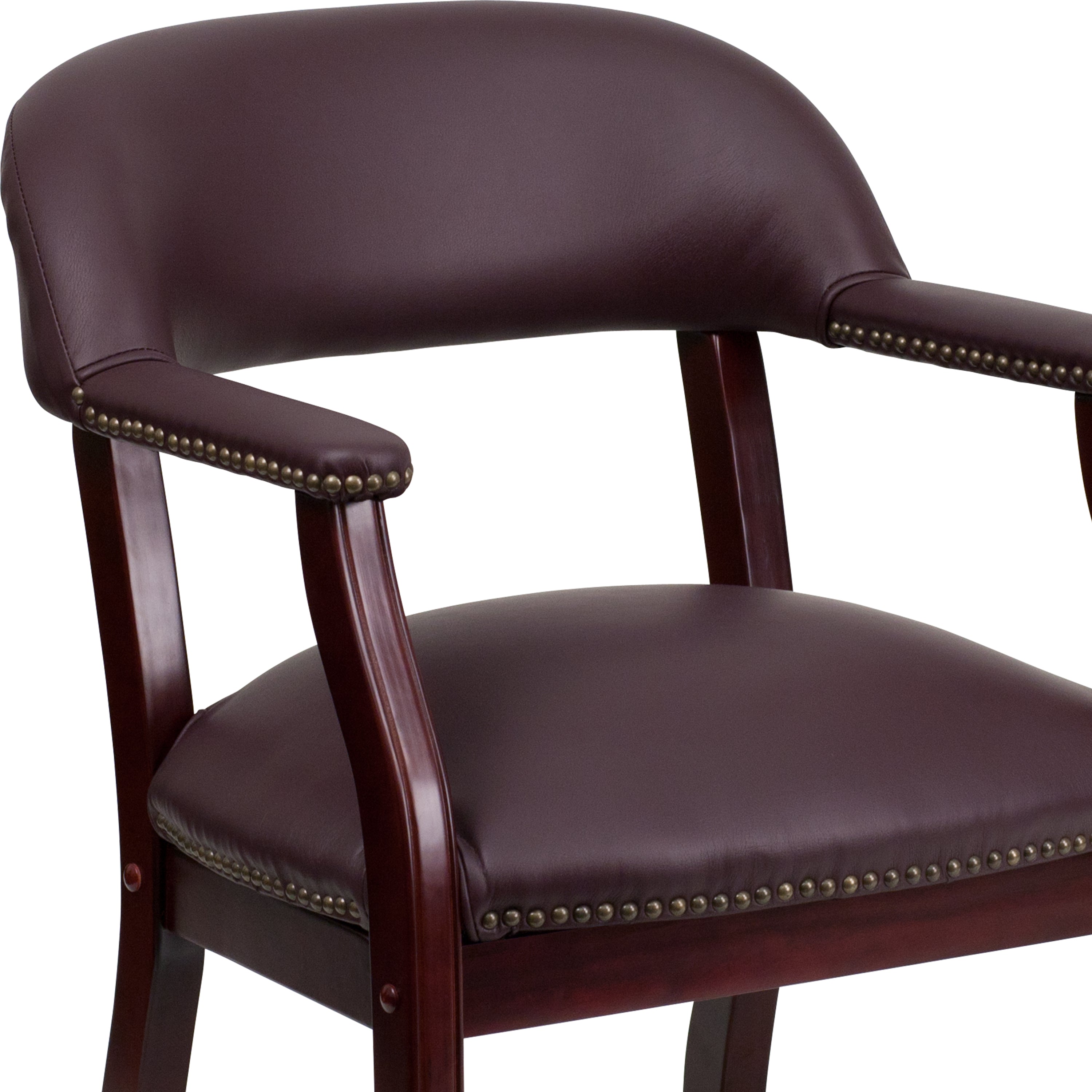 Diamond Burgundy LeatherSoft Conference Chair with Accent Nail Trim