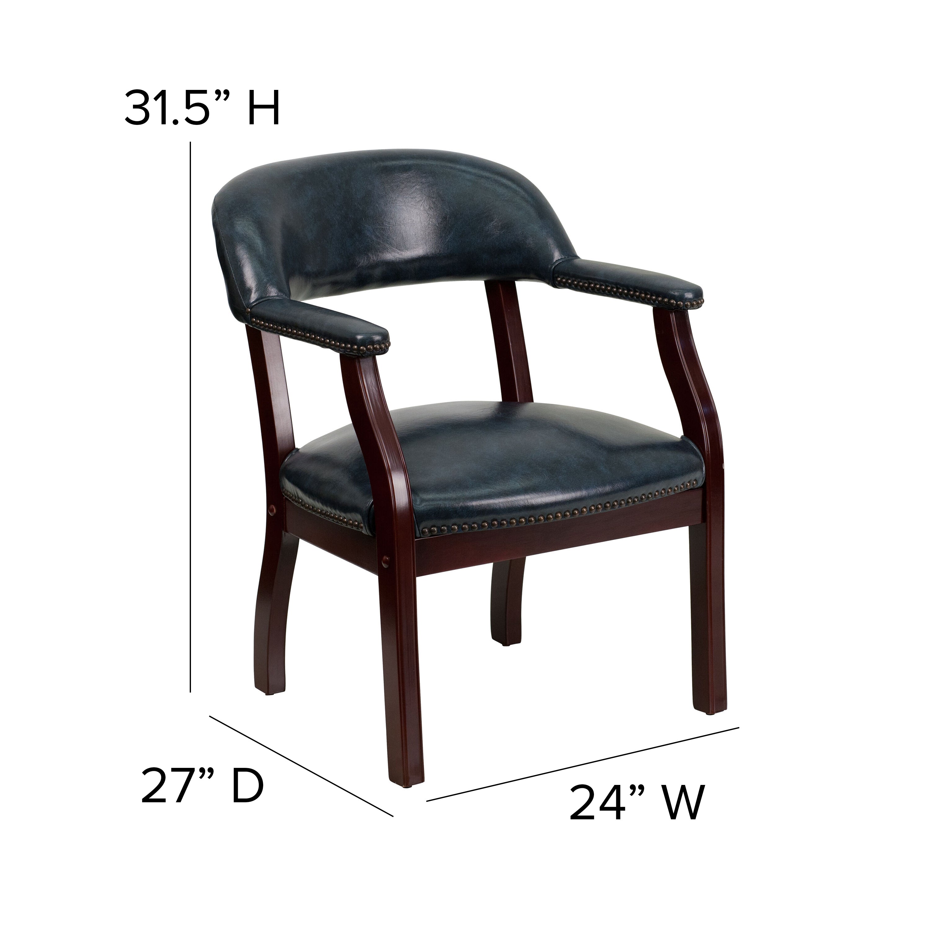 Diamond Navy Vinyl Luxurious Conference Chair with Accent Nail Trim