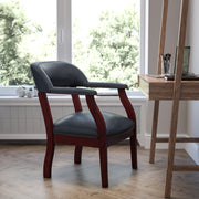 Diamond Navy Vinyl Luxurious Conference Chair with Accent Nail Trim