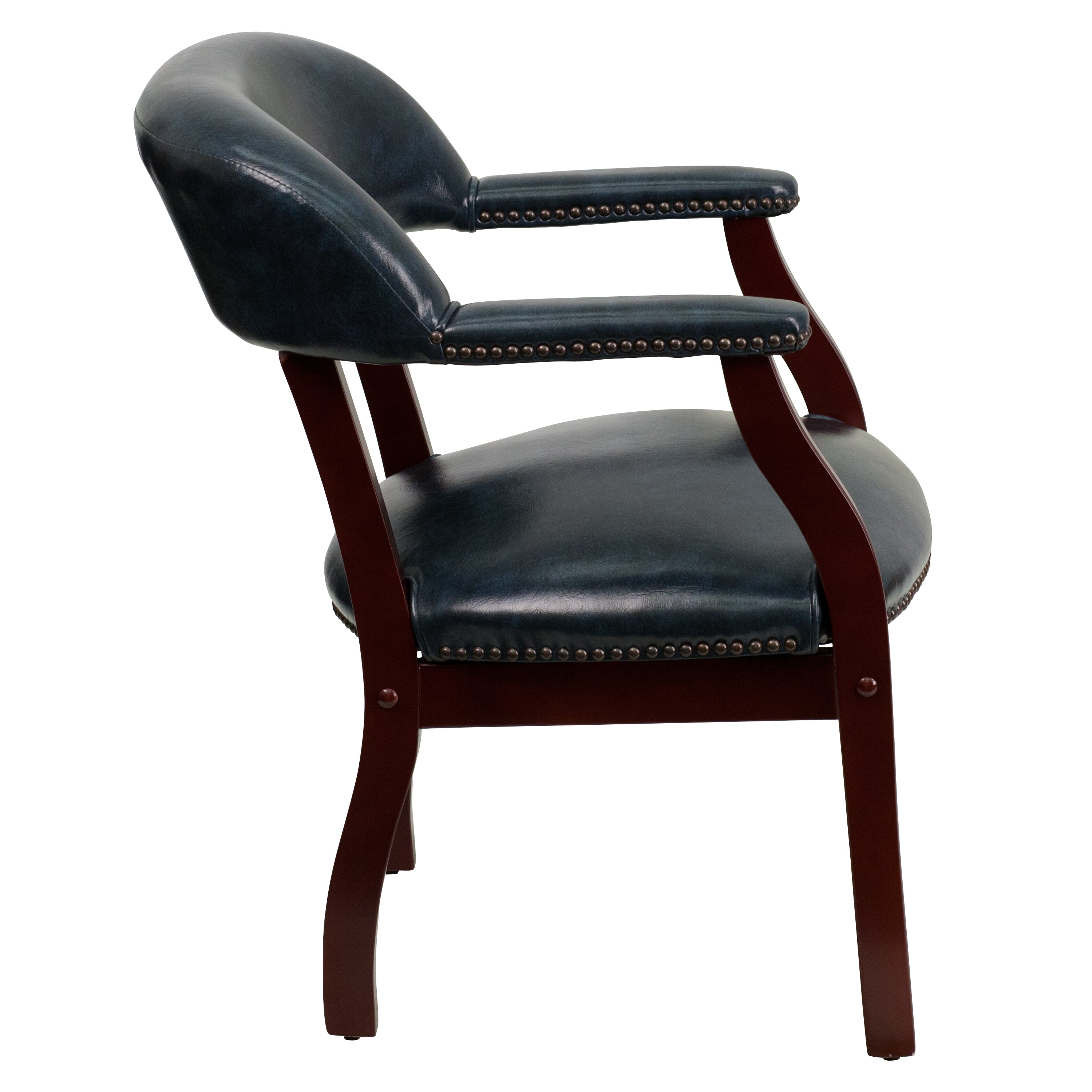 Diamond Navy Vinyl Luxurious Conference Chair with Accent Nail Trim