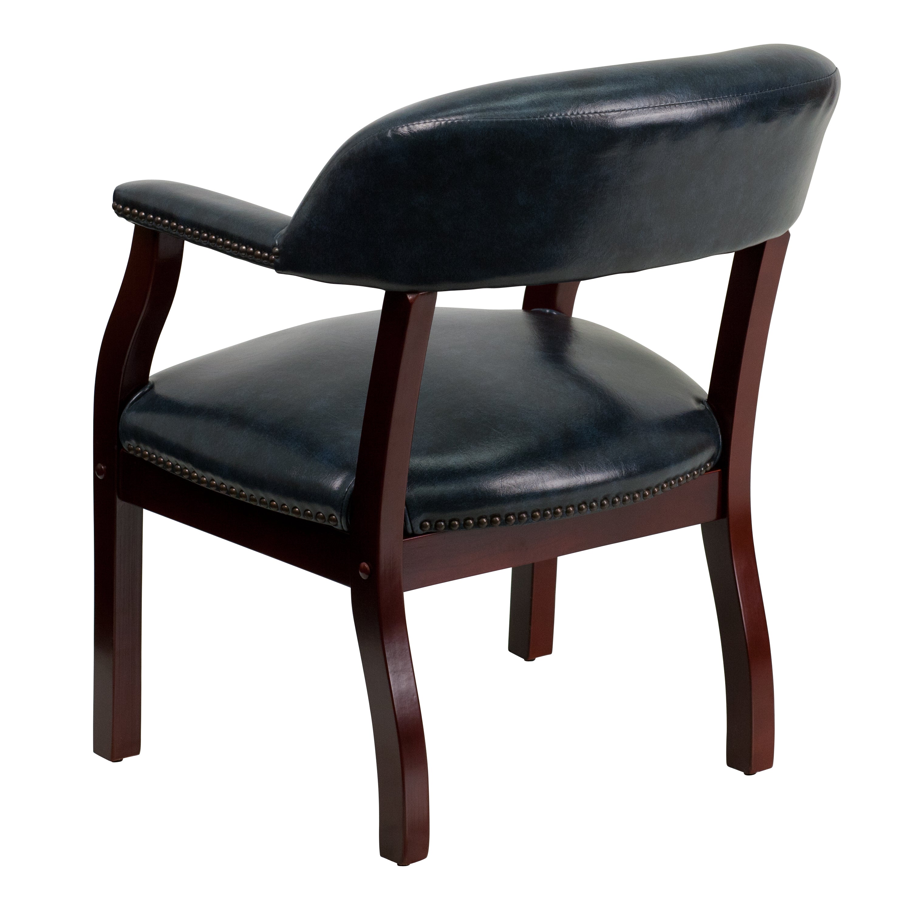 Diamond Navy Vinyl Luxurious Conference Chair with Accent Nail Trim