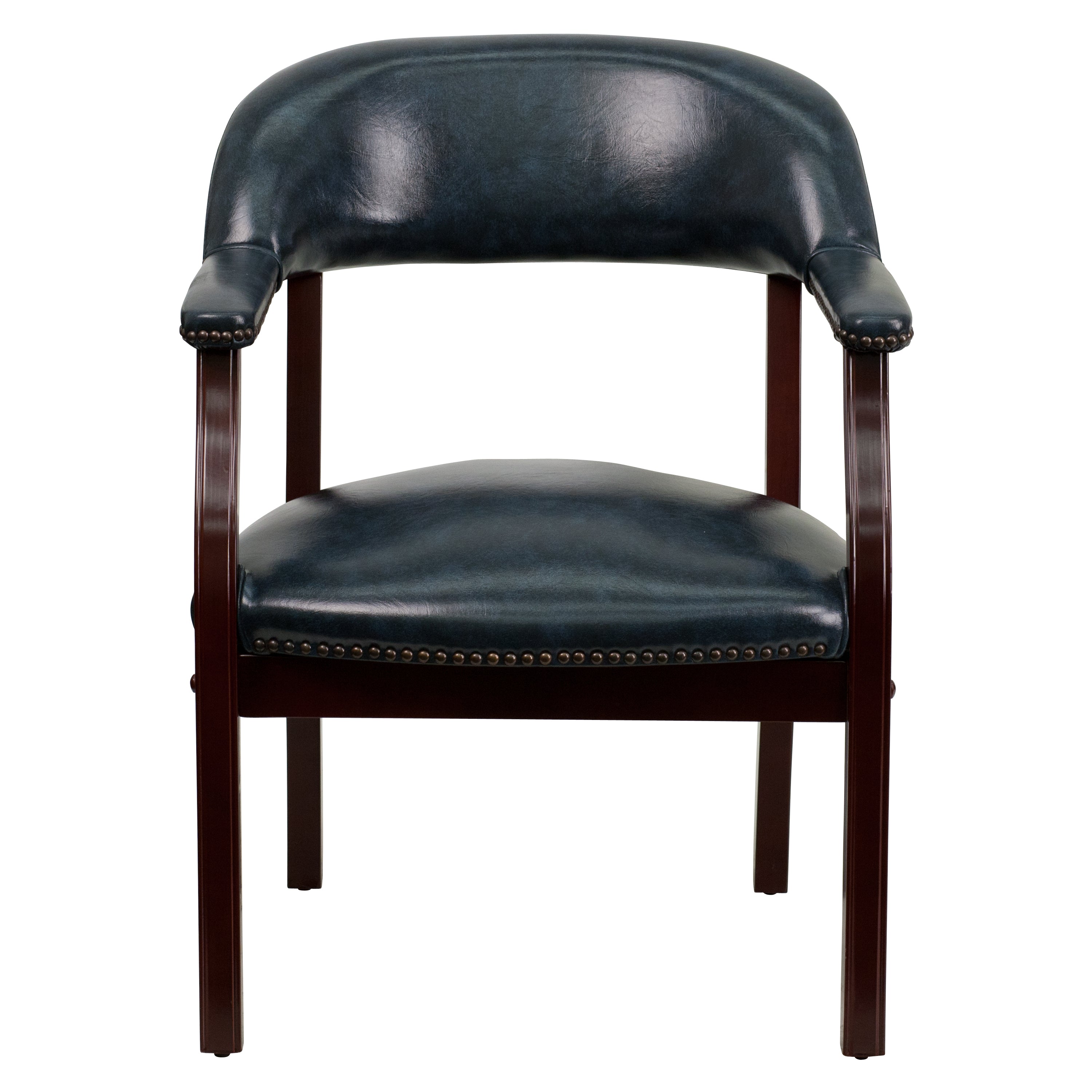 Diamond Navy Vinyl Luxurious Conference Chair with Accent Nail Trim
