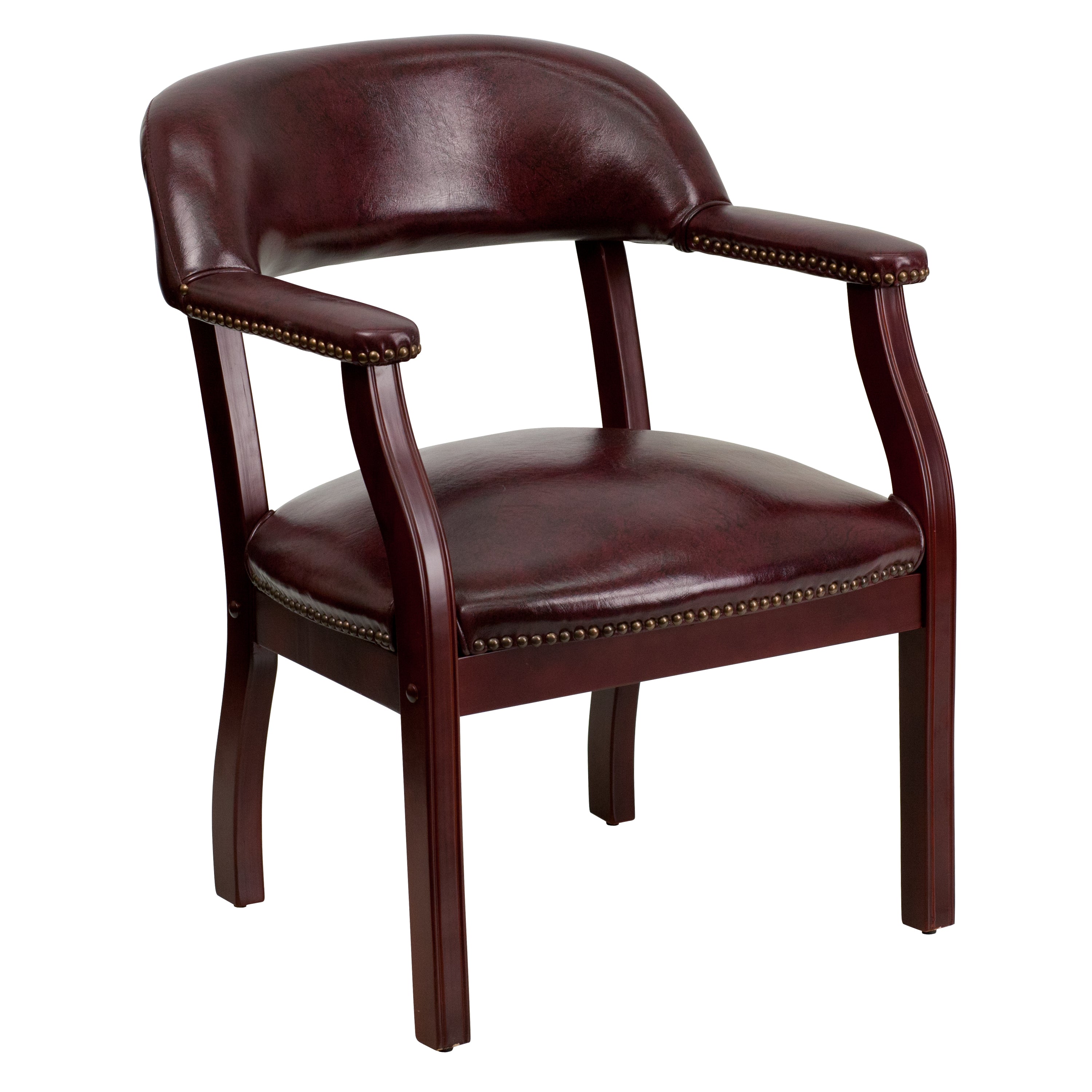 Diamond Oxblood Vinyl Luxurious Conference Chair with Accent Nail Trim