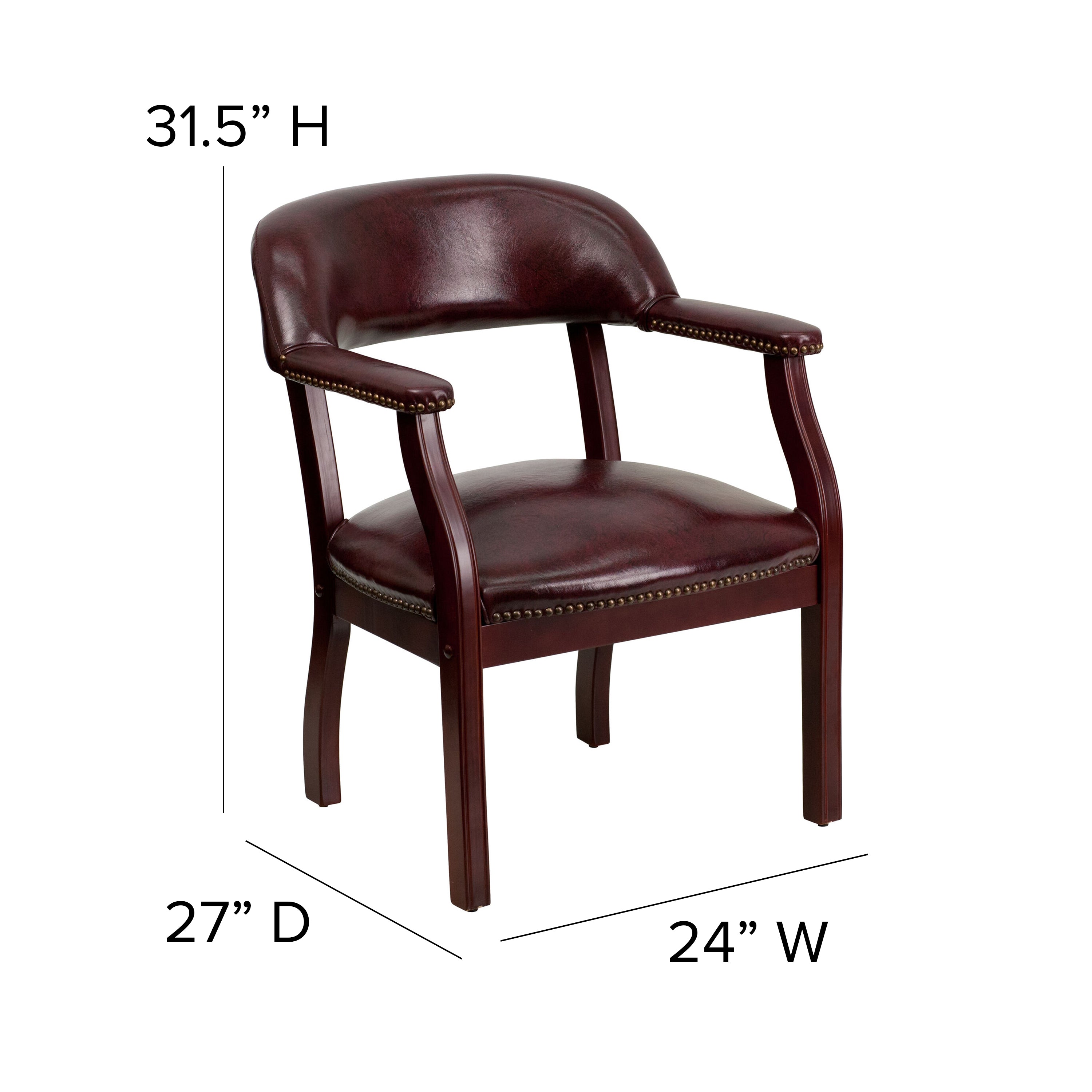 Diamond Oxblood Vinyl Luxurious Conference Chair with Accent Nail Trim