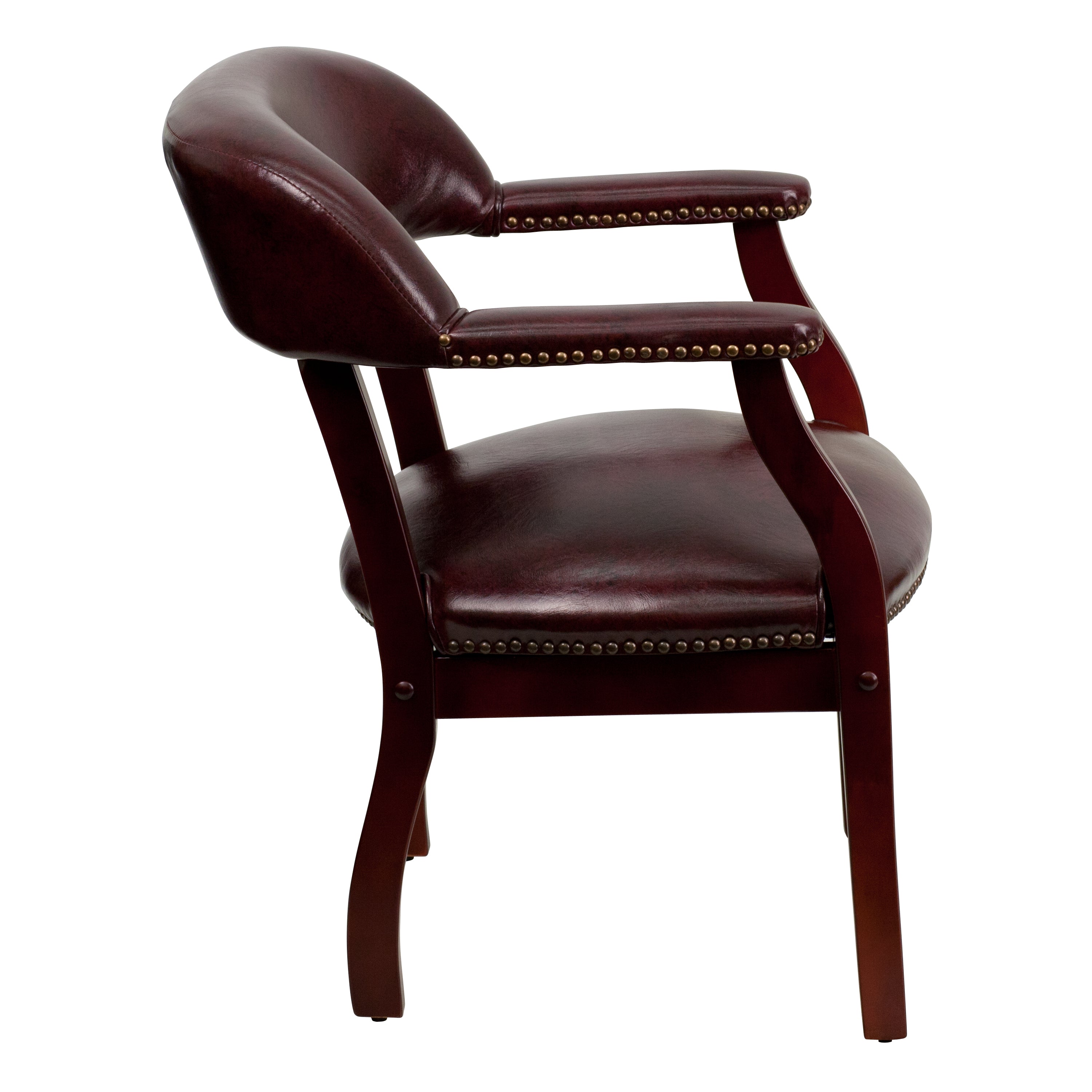 Diamond Oxblood Vinyl Luxurious Conference Chair with Accent Nail Trim