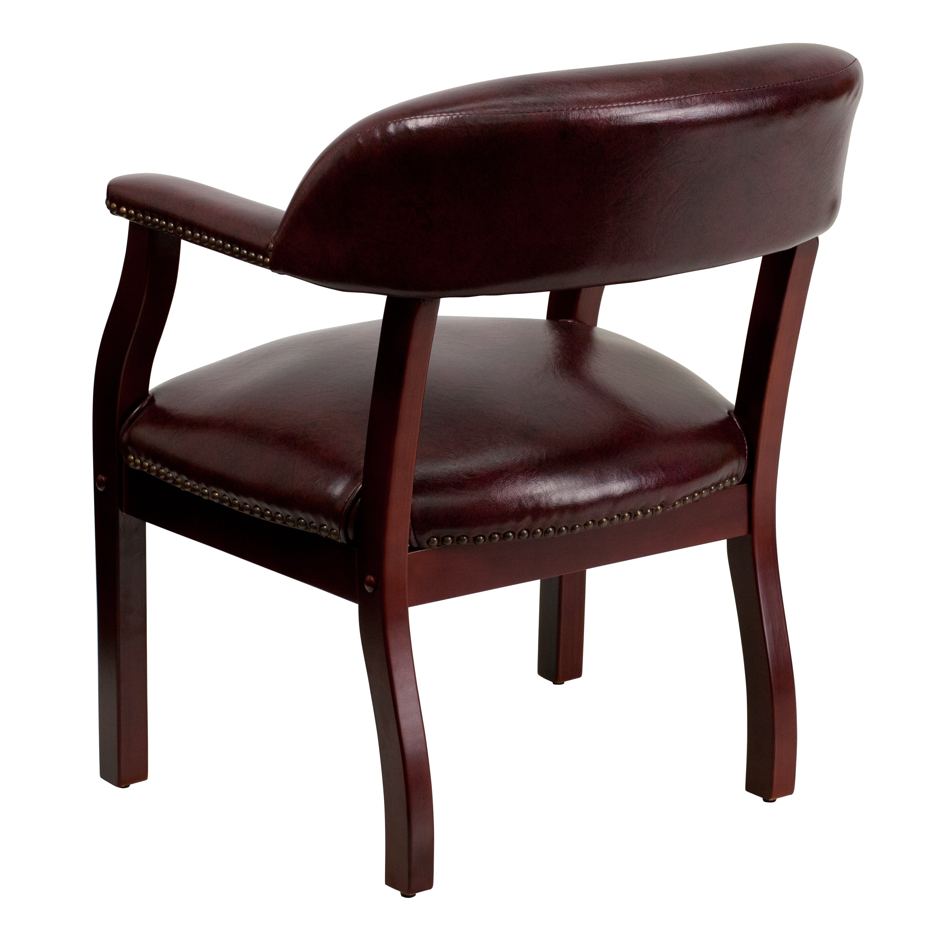 Diamond Oxblood Vinyl Luxurious Conference Chair with Accent Nail Trim