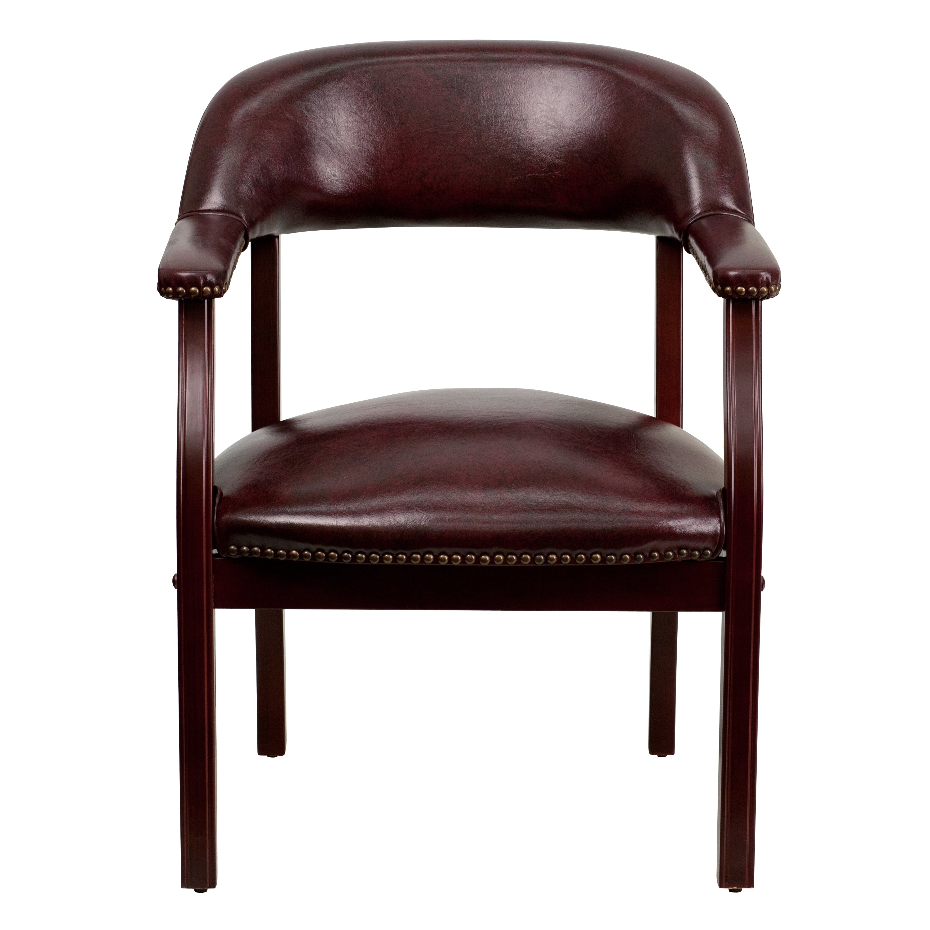 Diamond Oxblood Vinyl Luxurious Conference Chair with Accent Nail Trim