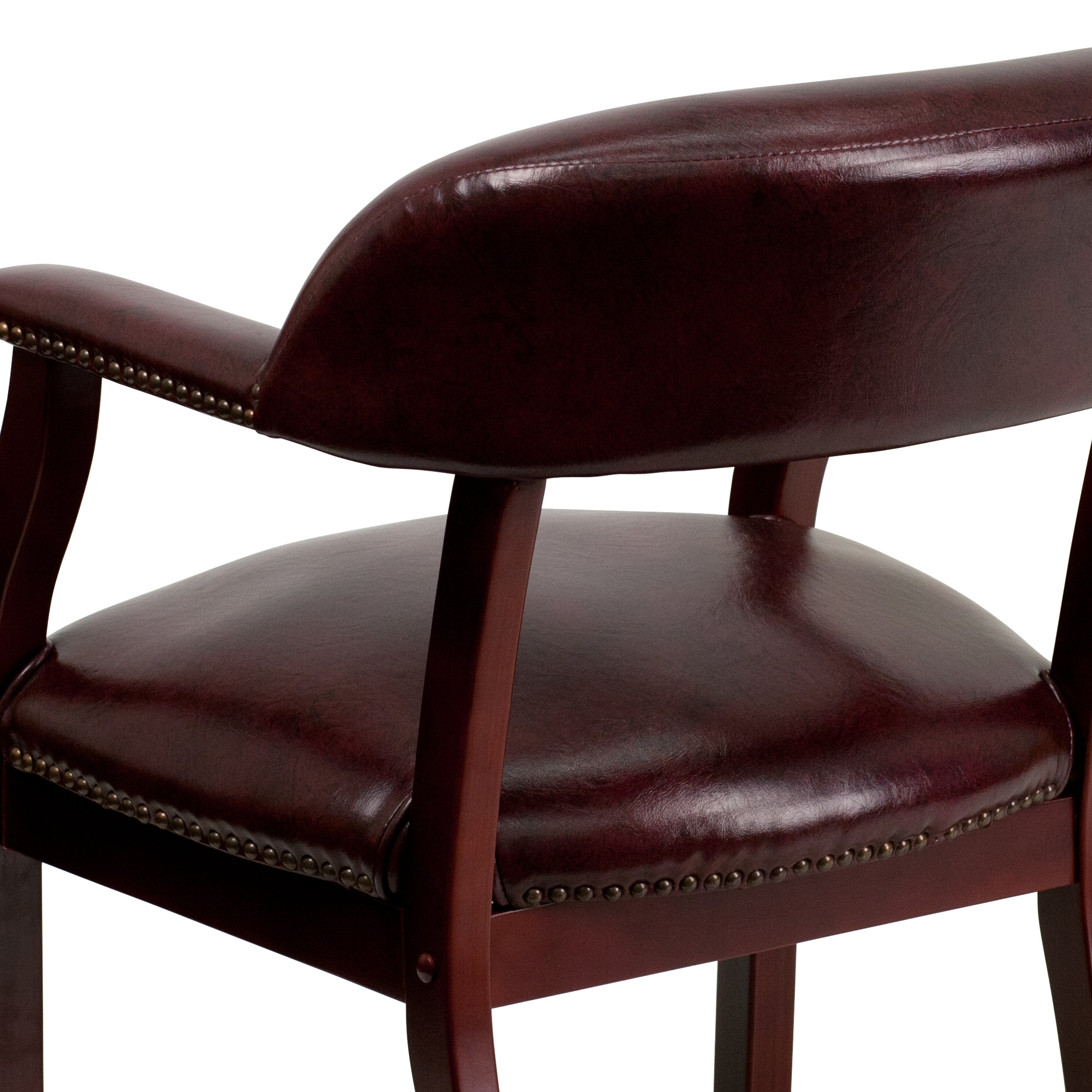 Diamond Oxblood Vinyl Luxurious Conference Chair with Accent Nail Trim