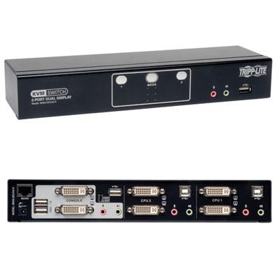 Tripp Lite by Eaton 2-Port Dual Monitor DVI KVM Switch TAA GSA with Audio and USB 2.0 Hub Cables included