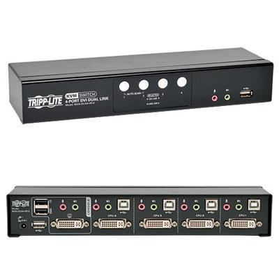 Tripp Lite by Eaton KVM Switch 4-Port DVI Dual-Link / USB w/ Audio &amp; 4x 6ft Cables
