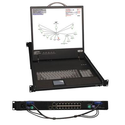 Tripp Lite by Eaton NetCommander 16-Port Cat5 KVM over IP Switch - 19 in. LCD 1 Remote + 1 Local User 1U Rack-Mount