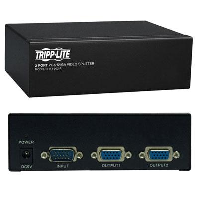Eaton Tripp Lite Series 2-Port VGA/SVGA Video Splitter with Signal Booster, High Resolution Video, 350MHz, (HD15 M/2xF)