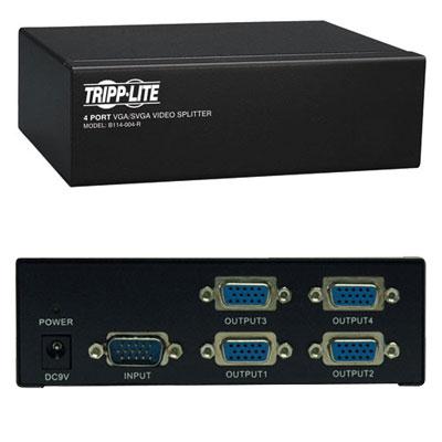 Tripp Lite by Eaton 4-Port VGA/SVGA Video Splitter with Signal Booster High Resolution Video 350MHz (HD15 M/4xF)