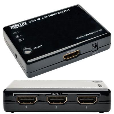 Tripp Lite by Eaton 3-Port HDMI Mini Switch with Remote Control - 4K (HDMI F/3xF) 3D HDCP 1.4 EDID