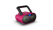 Riptunes Riptunes CD Boombox MP3 Disc Player Bluetooth AM/FM Radio Stereo Sound Aux-in USB mSD phone jack, AC/DC Powered with Remote Control - Pink