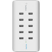 Belkin RockStar 10-Port USB Charging Station - 120 W - 120 V AC, 230 V AC Input - 5 V DC Output - 2.40 a - 1
