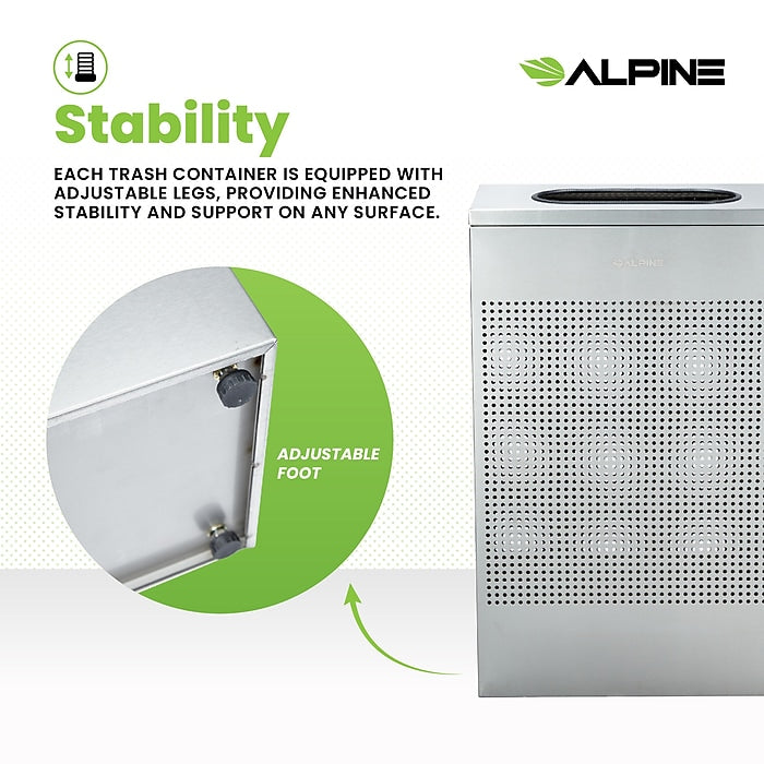 13 Gallon Stainless Steel Square Perforated Decorative Waste Receptacle