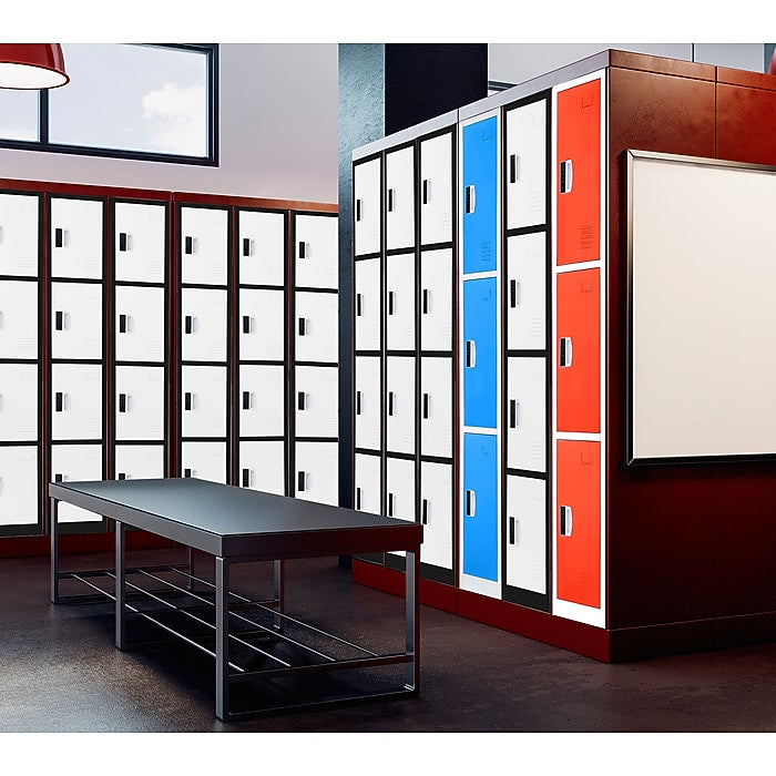 72" H x 12" W  4-Tier Steel Storage Locker with Digital Lock, Black and White, Pack of 4