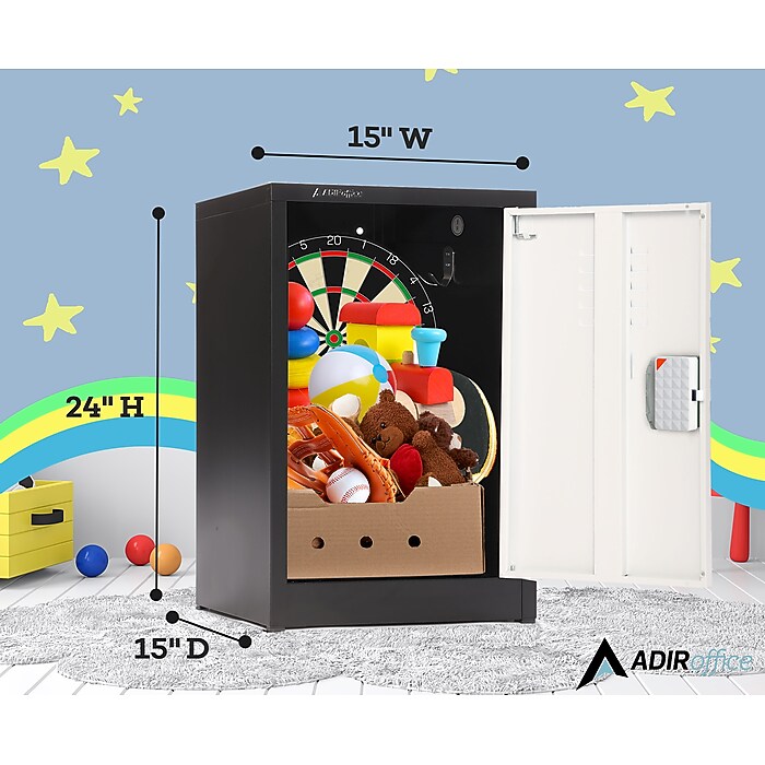 24" H x 15" W Steel Single Tier Storage Locker with Digital Lock, Black and White