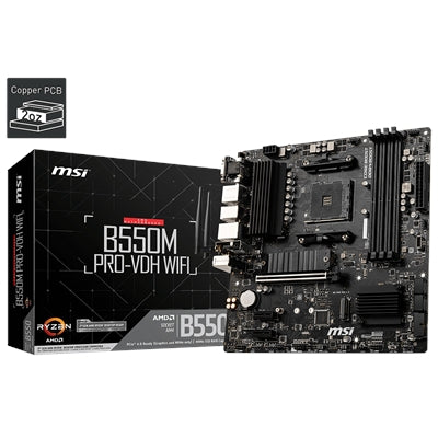 MSI B550M PRO-VDH WIFI Desktop Motherboard - AMD B550 Chipset - Socket AM4 - Micro ATX
