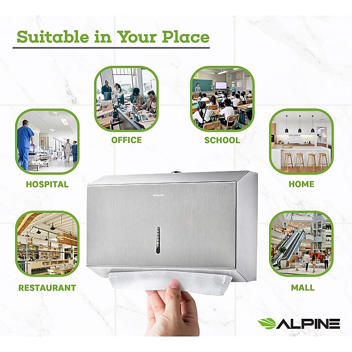 Stainless Steel Brushed C-Fold/Multi-Fold Paper Towel Dispenser 2 Pack