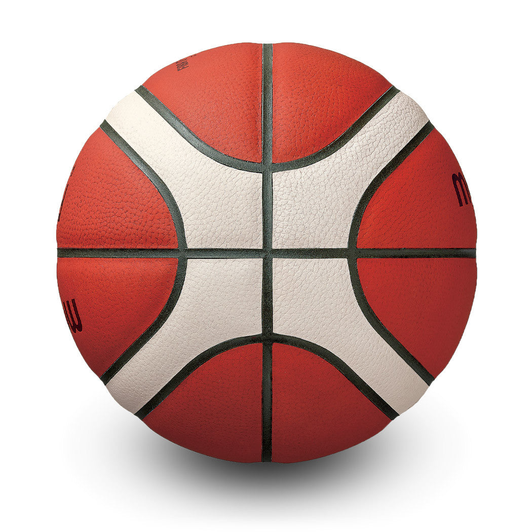 Elite Competition Basketball G5000 Series, FIBA Approved, 12 Panel 2-Tone Top Grain Leather Basketball, Intermediate Size 6