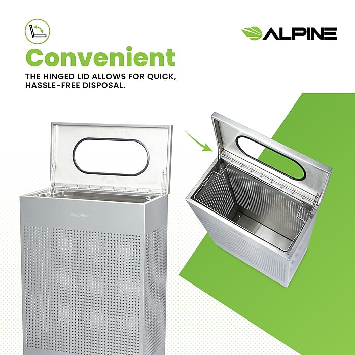 13 Gallon Stainless Steel Square Perforated Decorative Waste Receptacle