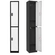 72" H x 12" W  2-Tier Steel Storage Locker with Digital Lock, Black and White