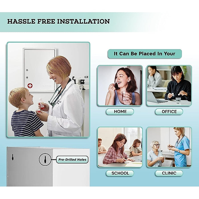 21 in. H x 16 in. W x 6 in. D Large Dual Lock Surface-Mount Medical Security Cabinet in White