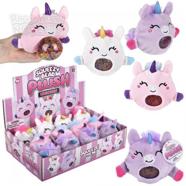 3" UNICORN SQUEEZY BEAD PLUSH BALL
