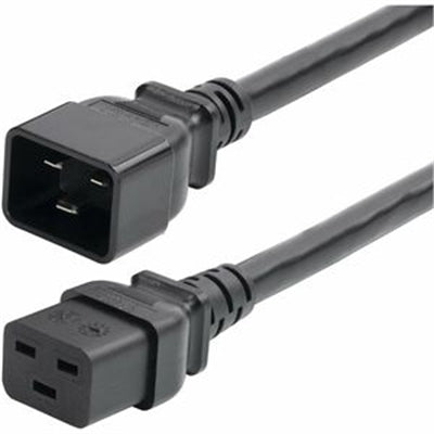 StarTech 2ft 60cm Heavy Duty Extension Cord IEC 60320 C19 to C20 Black Extension Cord 20A 250V 12AWG UL Listed Components BA162200POWERCORD