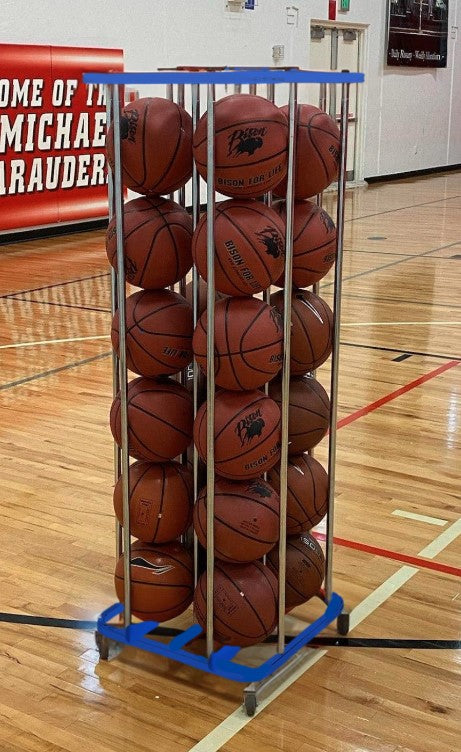 16 Ball SpaceSaver Lockable Vertical Ball Cart - Royal