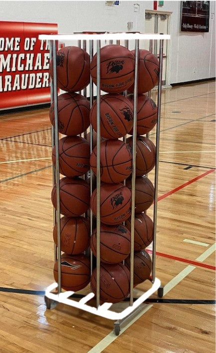 16 Ball SpaceSaver Lockable Vertical Ball Cart - White