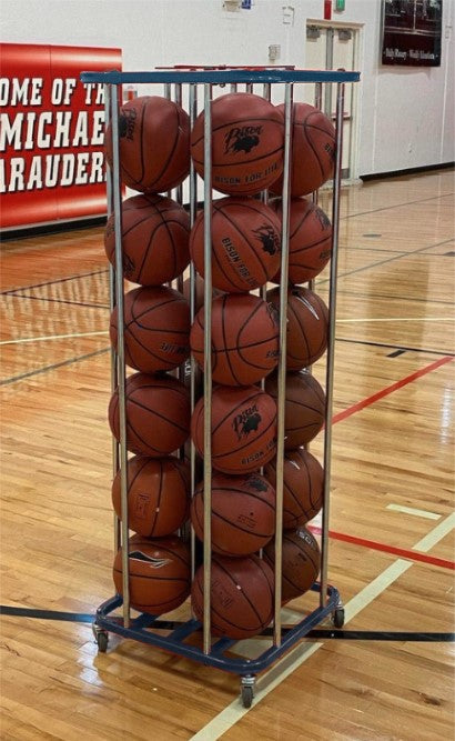 24 Ball SpaceSaver Lockable Vertical Ball Carts, Navy