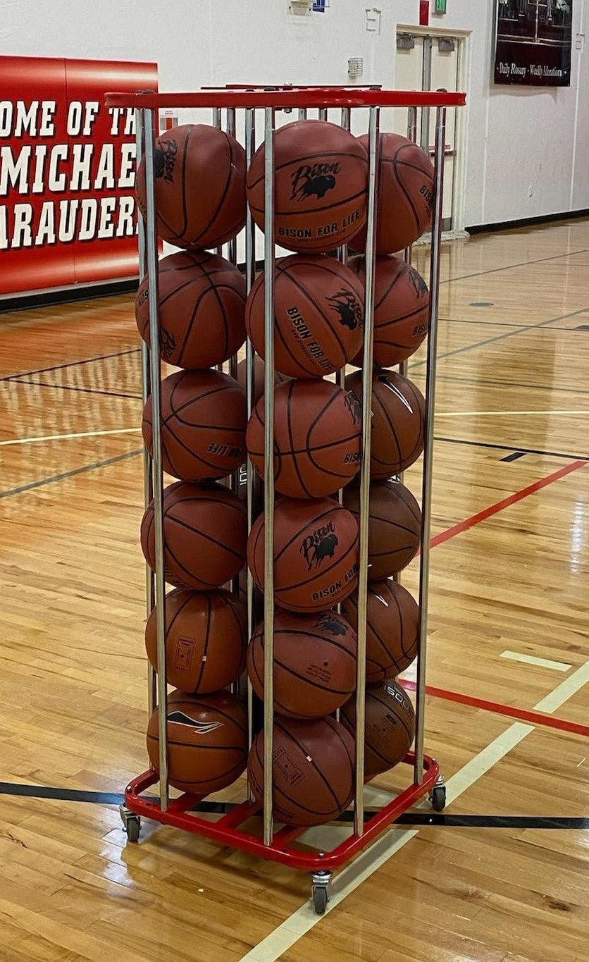 24 Ball SpaceSaver Lockable Vertical Ball Carts,  Scarlet