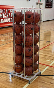 24 Ball SpaceSaver Lockable Vertical Ball Carts,  Silver
